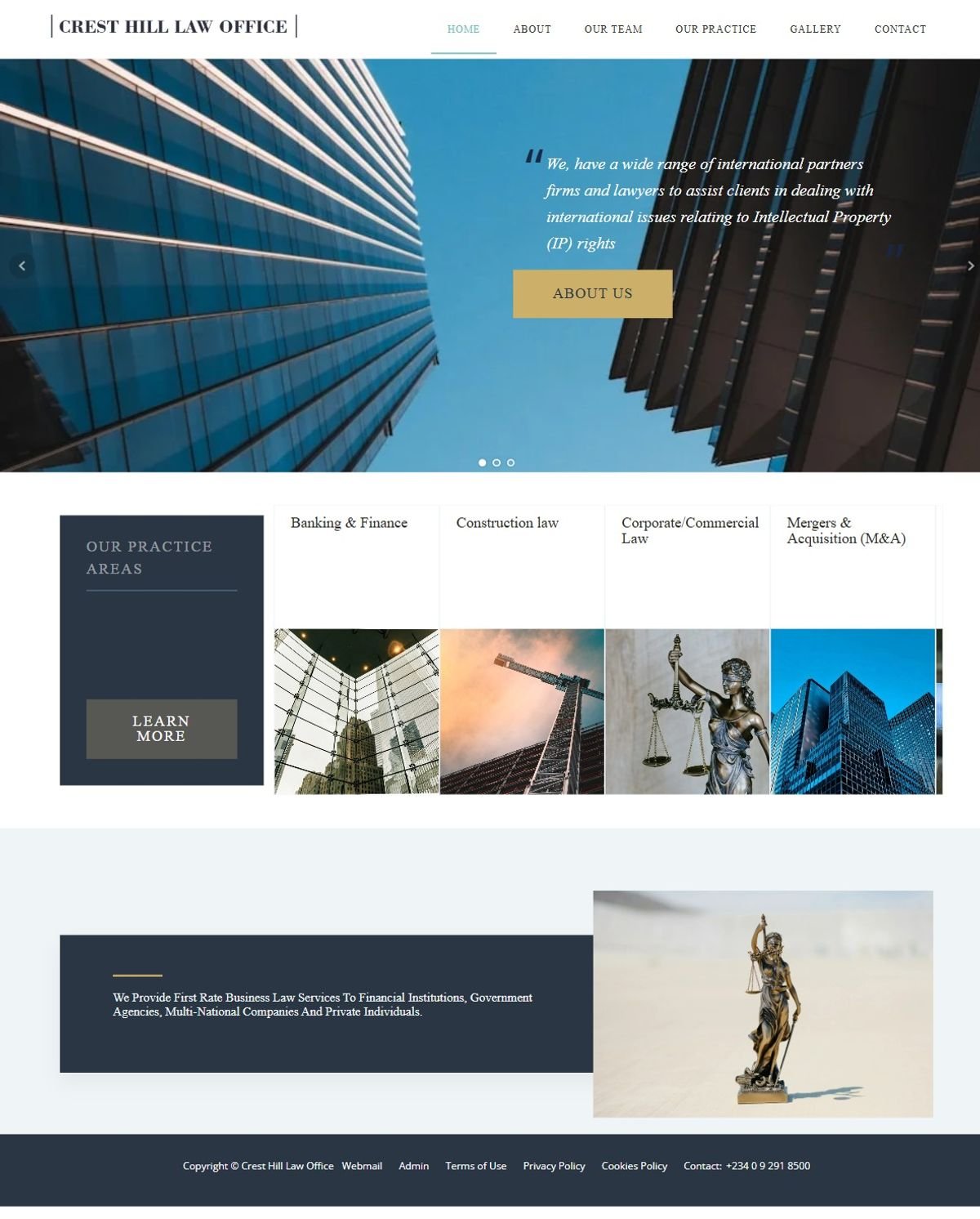 Full-page screenshot of the Crest Hill Law Office website
