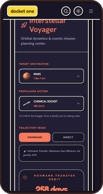 Space Travel Time, phone mockup preview